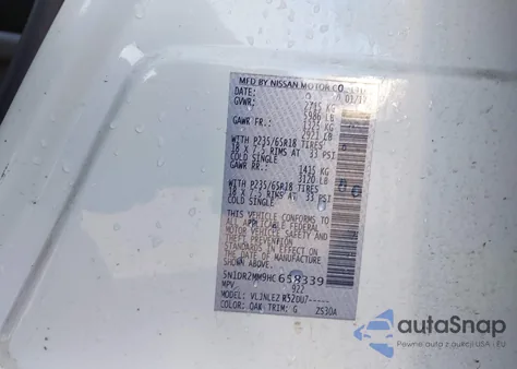 2017 Nissan Pathfinder Sv z USA, uszkodzony, nr VIN 5N1DR2MM9HC658339